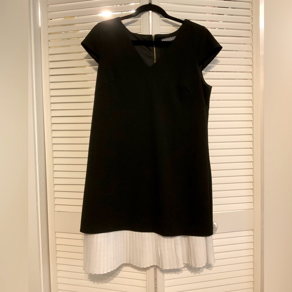 Sharagano Elegant Black and White Mini Dress